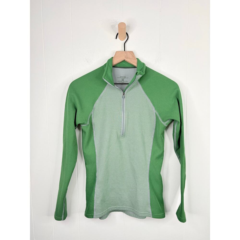 Patagonia Womens Capilene 1/4 Zip Base Layer Top Small Green Long Sleeve